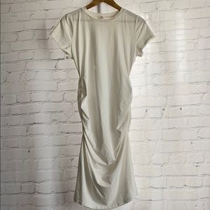 Mid length white rouged t shirt dress